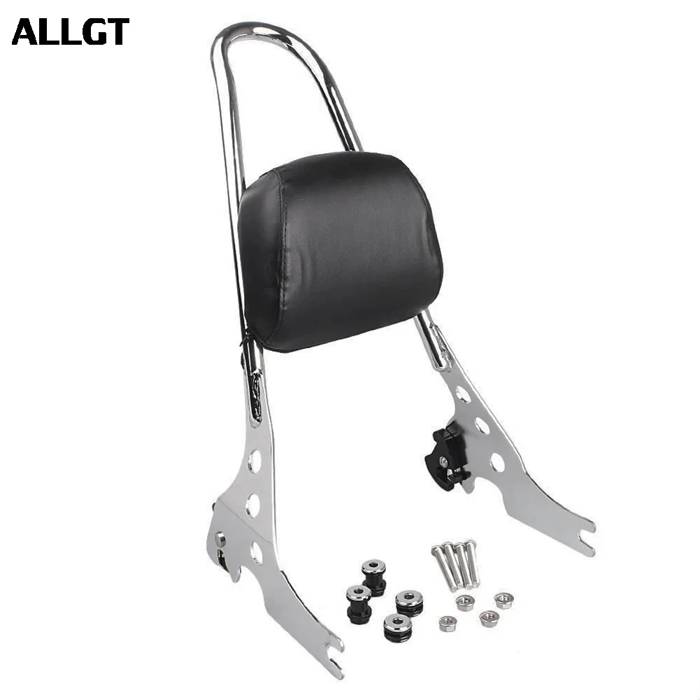Motorcycle Sissy Bar Backrest Luggage Rack For Harley Davidson Sportster XL 883 1200 Black & Chrome view 2