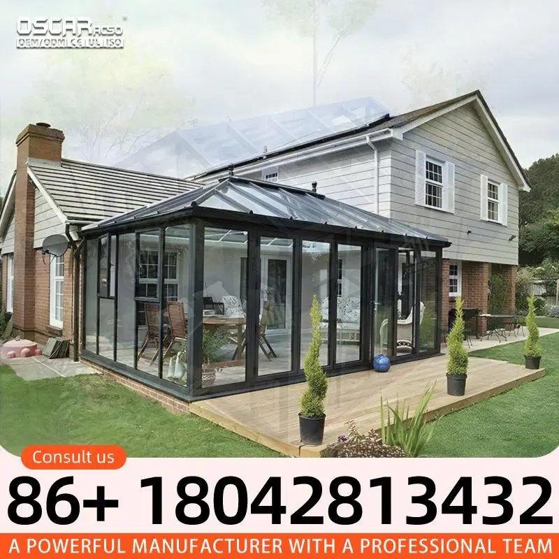 Aluminum Sunroom Roof Material Luxury Triangle Design Glass for Balcony Tiny House in European Regions sunroom