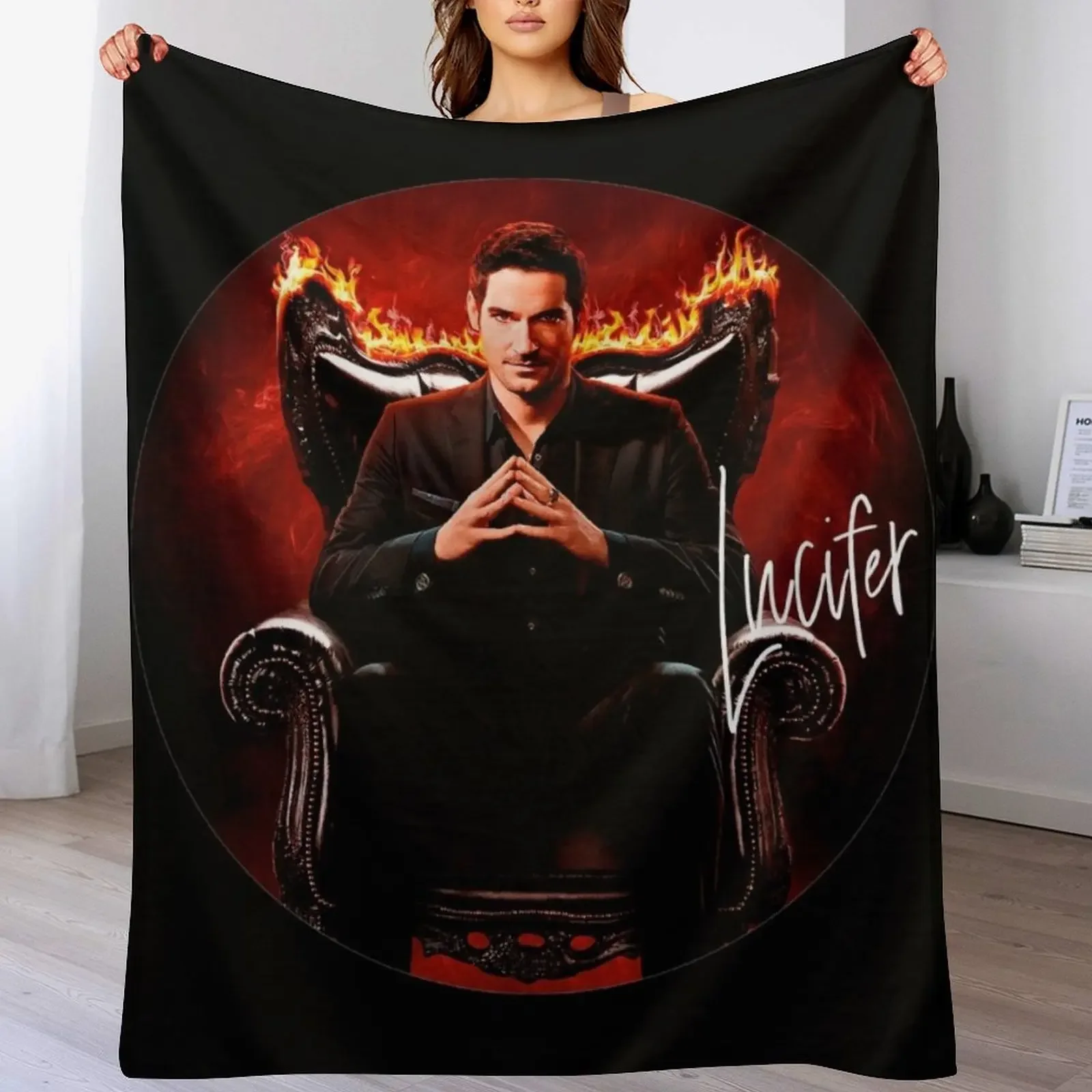 

Lucifer circle script photographic print Throw Blanket Loose Fashion Sofas Tourist Blankets