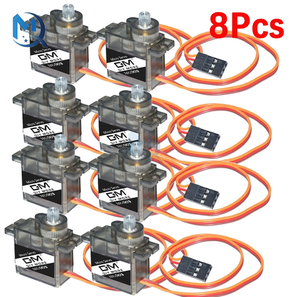 8Pcs 4Pcs 2Pcs 1Pcs Mg90s Micro Servo Motor Metal Gear Simulation Rc Servo Motor 180D Micro Car Airplane Helicopter Arduino Robo