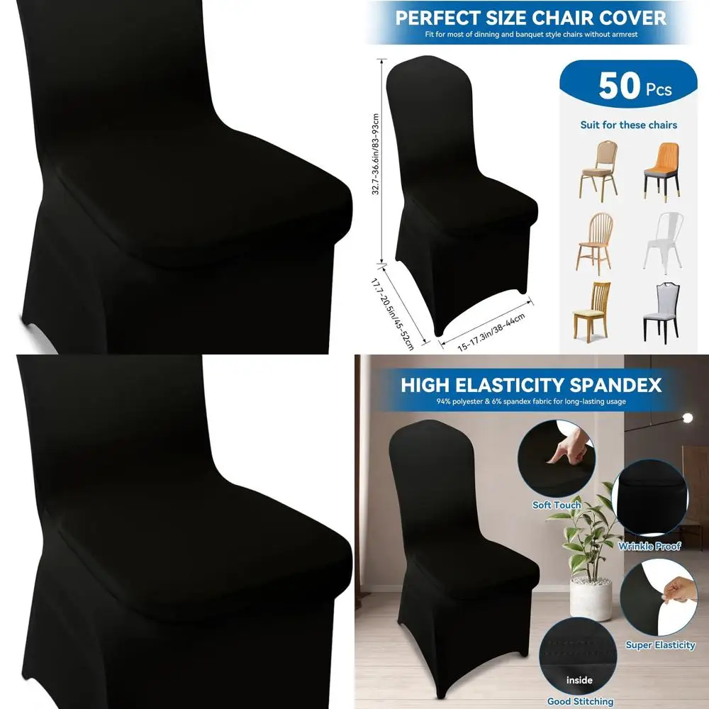 

50 Pack Stretch Spandex Chair Covers, Ideal for Dining, Parties, Weddings, and Banquets