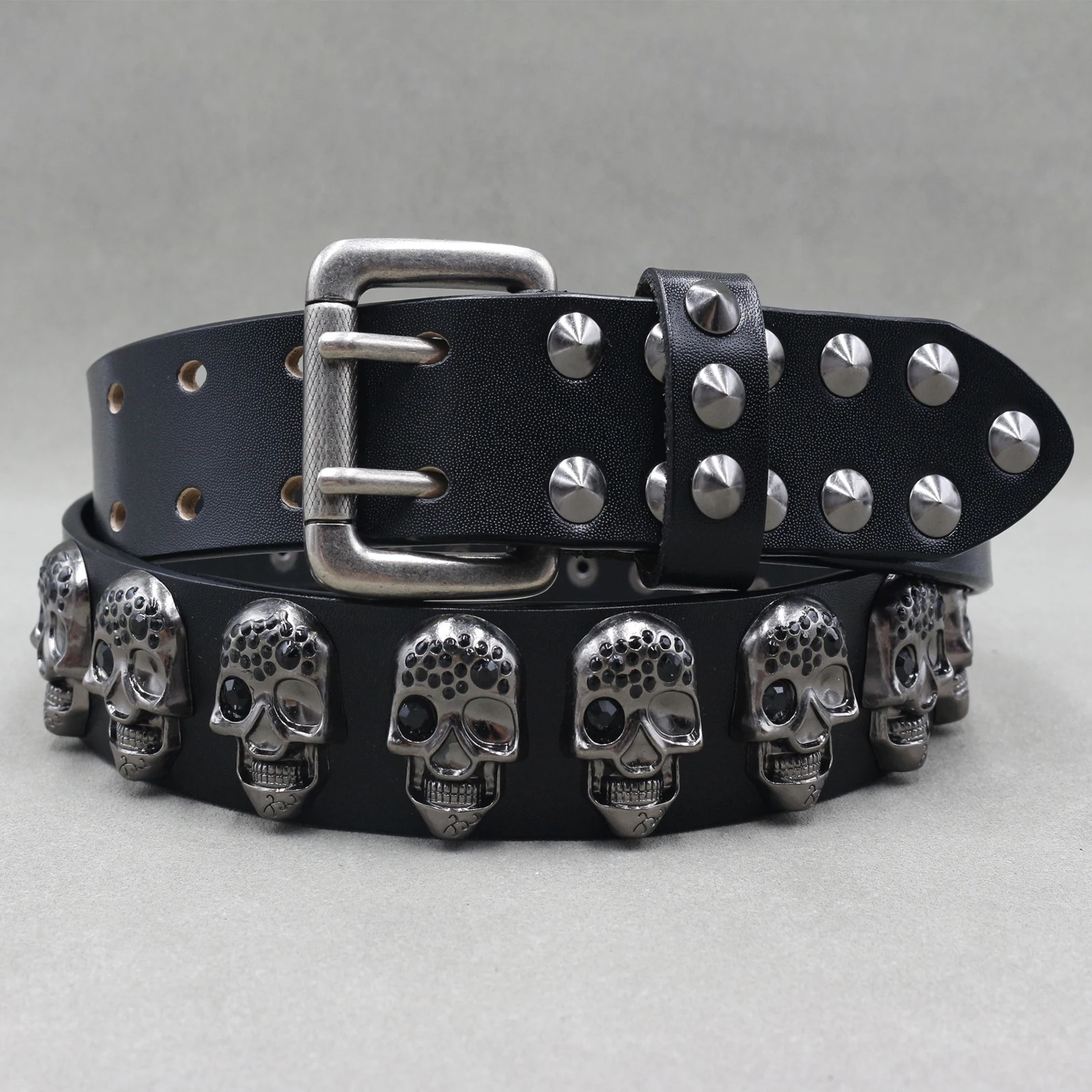 Fashion New Skull Rivet Belt Goth Style Buckle Man/woman Fashion Casual Punk Style Genuine Leather Waistband for Jeans Y2K Belt