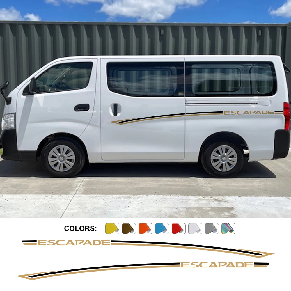 Car Door Stickers For Nissan Urvan Escapade NV350 Caravan Van Camper Side Waist Stripes Vinyl Decals Auto Tuning Accessories