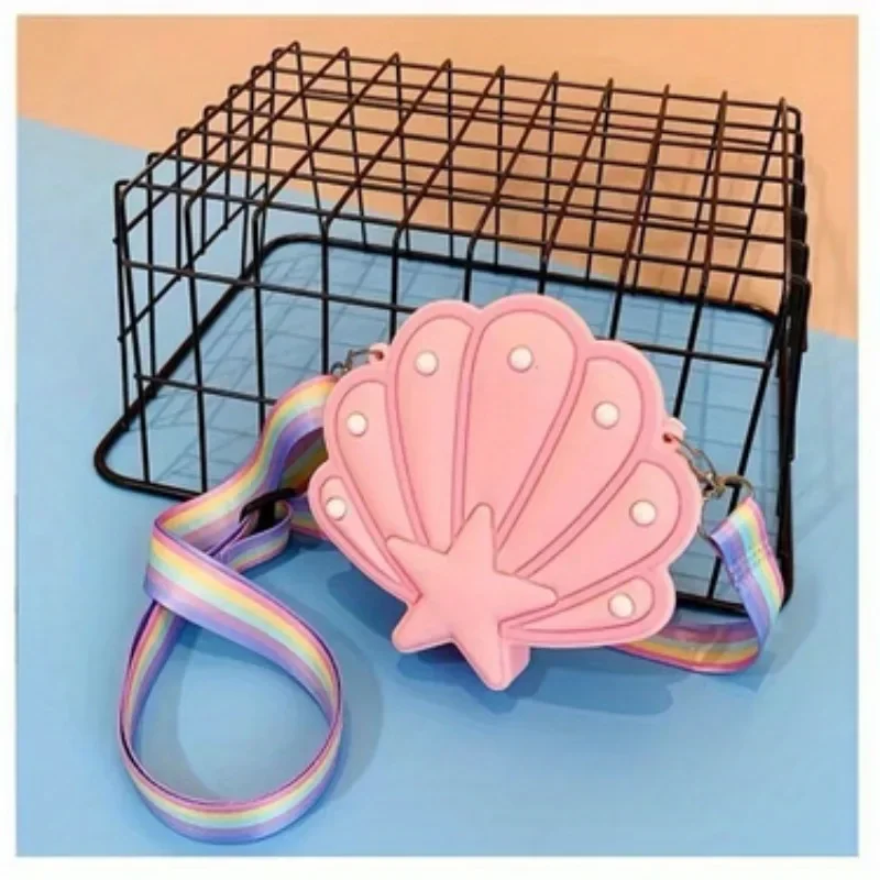 Crossbody Silicone Bag Shell Kids Coin Purse Cute Shoulder Mini Bag Soft Silicone Crossbody Bag Girls Backpack