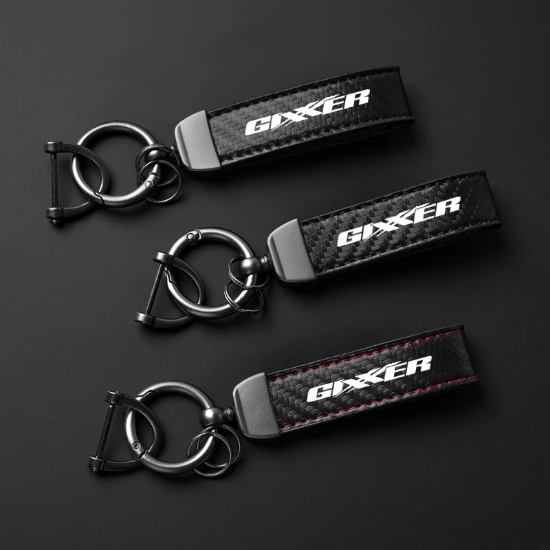 

For SUZUKI GIXXER 250 150 sf 155 Keyring Carbon Fiber Textured Motorcycle Keychain Metal Carbon Fiber Leather Key Chain Men Logo
