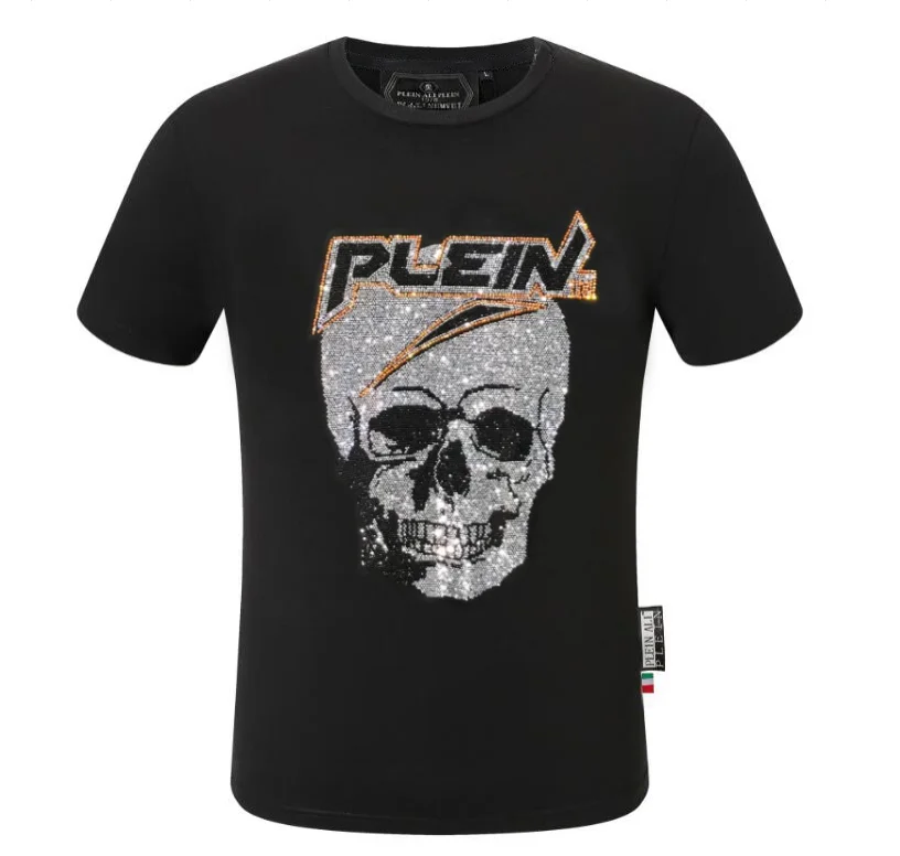 Brand Letter Rhinestones ali Plein brand Top T-shirt Fashion Round Neck