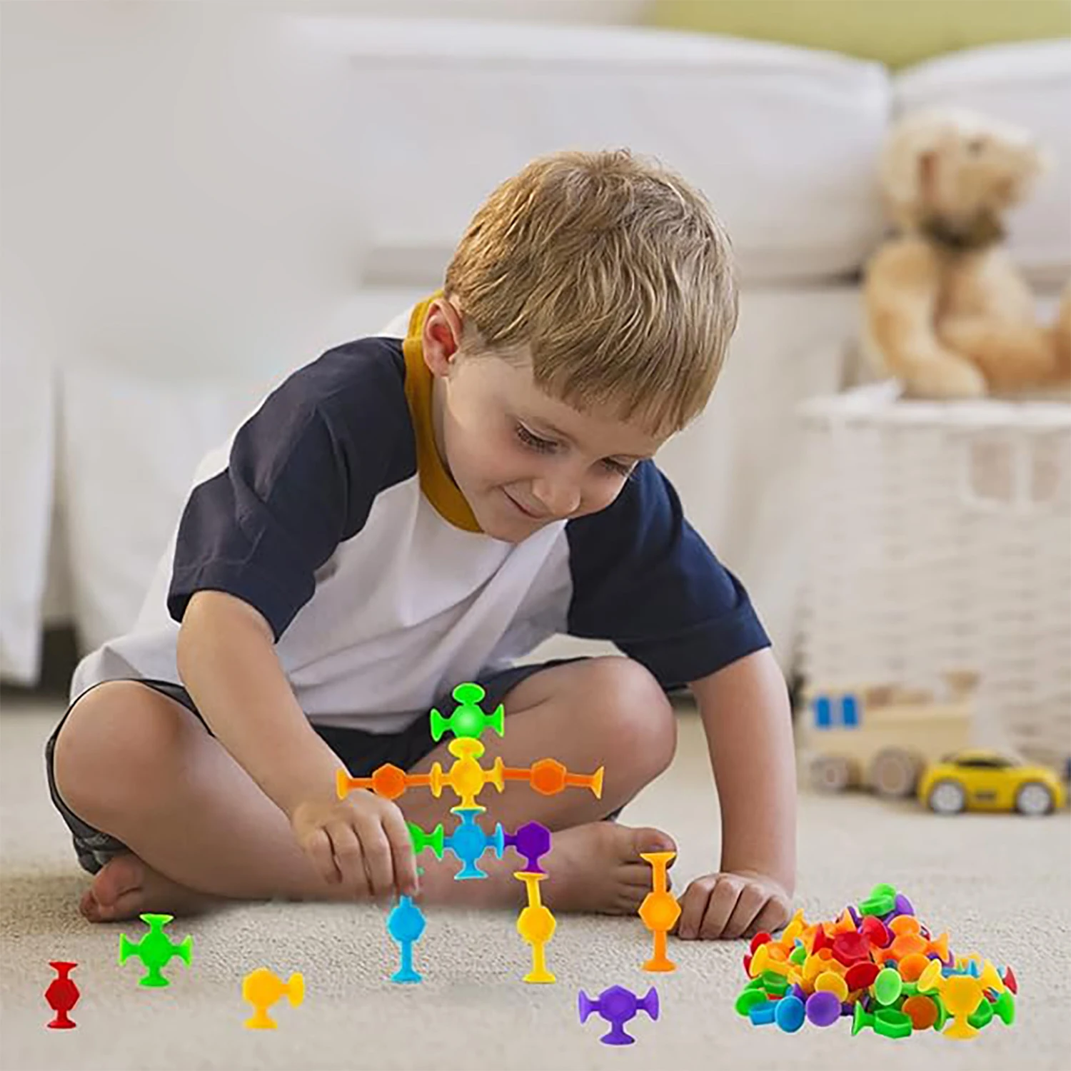 Mini miękkie klocki z przyssawkami, uniwersalne puzzle DIY, zabawki konstrukcyjne dla dzieci.