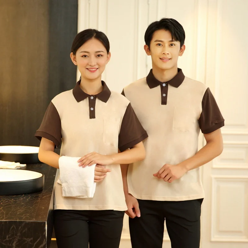 

Cleaning Work Clothes Short Sleeve T-shirt Female Hotel Hotel Room Cleaner Summer Housekeeping Property PA Aunt