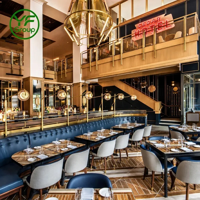 Factory Wholesale Wooden Velvet Restaurant Furniture Table and Chair Set Booth Seating for Banquet Coffee Shop
