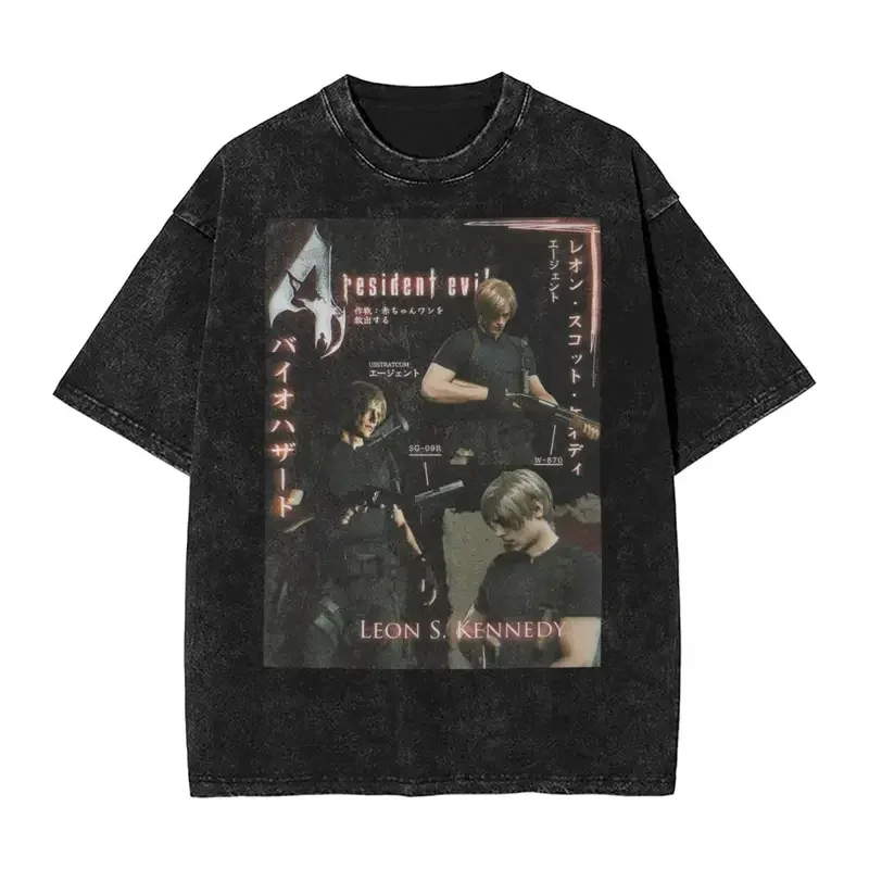 Residents Evils Biohazard 3 T Shirt Washed Short Sleeve Harajuku T-Shirts Horror Game Fashion Men Women Tops Graphic Tops Tees