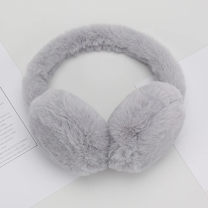 1Pc Cute Plush Portable Folding Winter Warm Earmuffs Fashion Solid Color Earflap Outdoor Cold Protection Soft Plush Ear Warmer