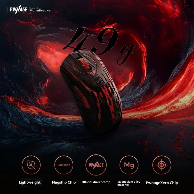 Pwnage Stormbreaker Wireless Gaming Mouse Magnesium Alloy 3950 Sensor 8k Omron Switch Hollow Lightweight For Pc Gaming Players