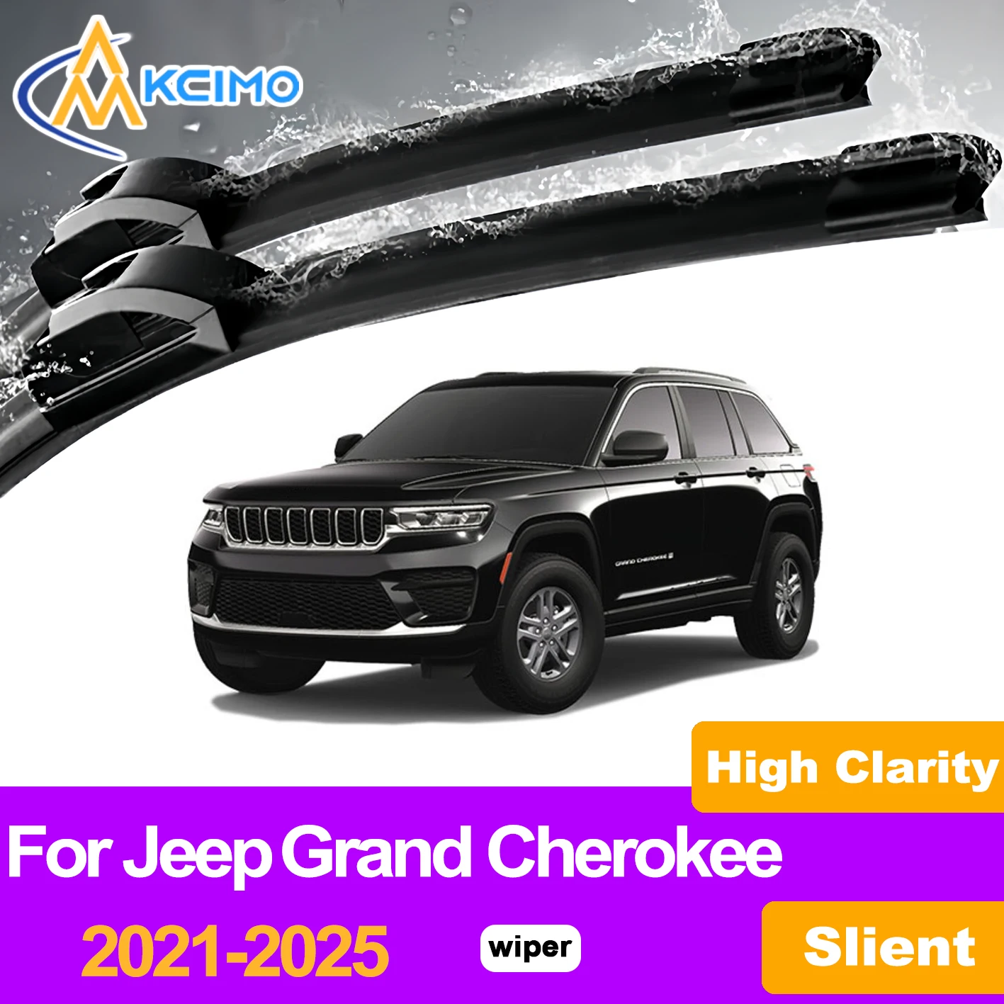 

KCIMO 2PCS Front Windshield Wiper Blades For Jeep Grand Cherokee WL74/WL75 (Grand Cherokee L) 2021-2025, Premium Rubber Superior