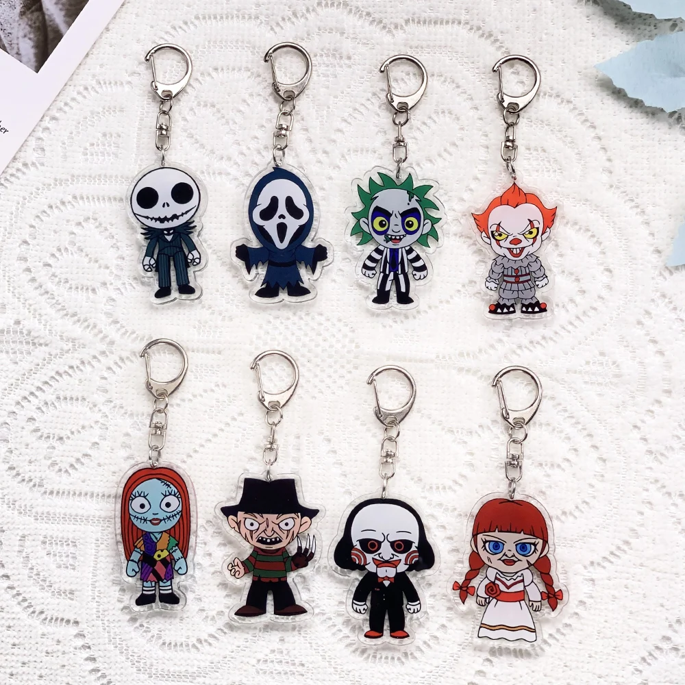 

1/15Pcs Disney The Nightmare Before Christmas Keychain Acrylic Keyrings Bag Charms Backpack Pendant Decoration Friends Gifts