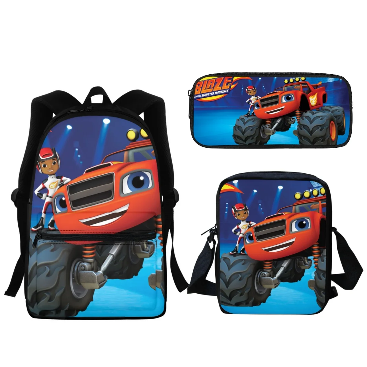 Blaze and the Monster Machines Anime Print Student School Bag Truck Fleet Design Kid Girls Children Backpack Bookbag Pencil Case