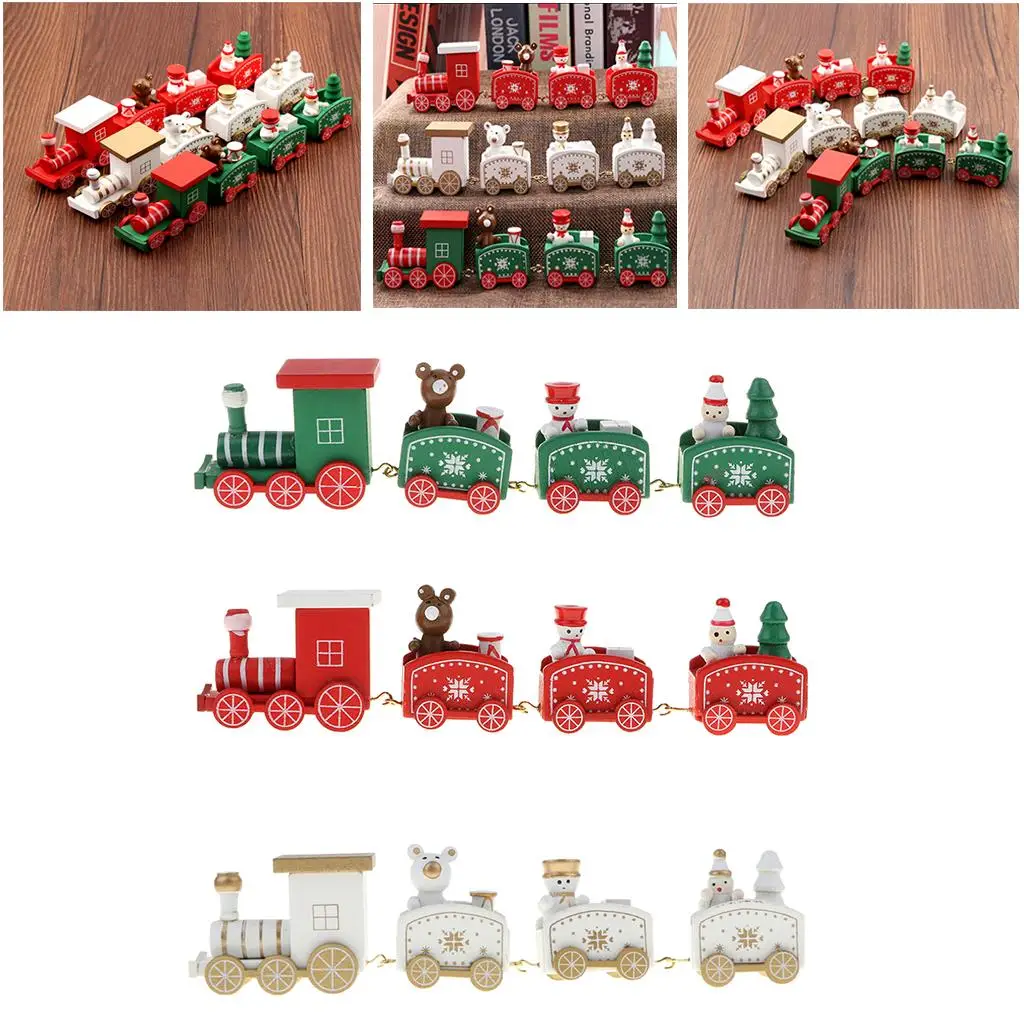 Wooden Train Ornaments Kids Gift Toy for Christmas Party Kindergarten Decoration