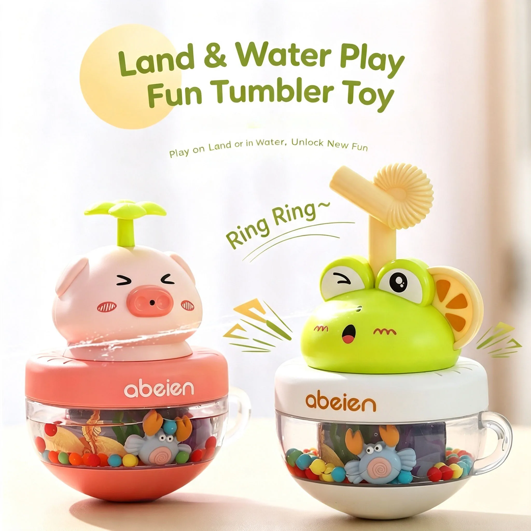 Squirt Roly Toys for Baby Bath and Swim Cute Floating Swinging Spray Toy Set