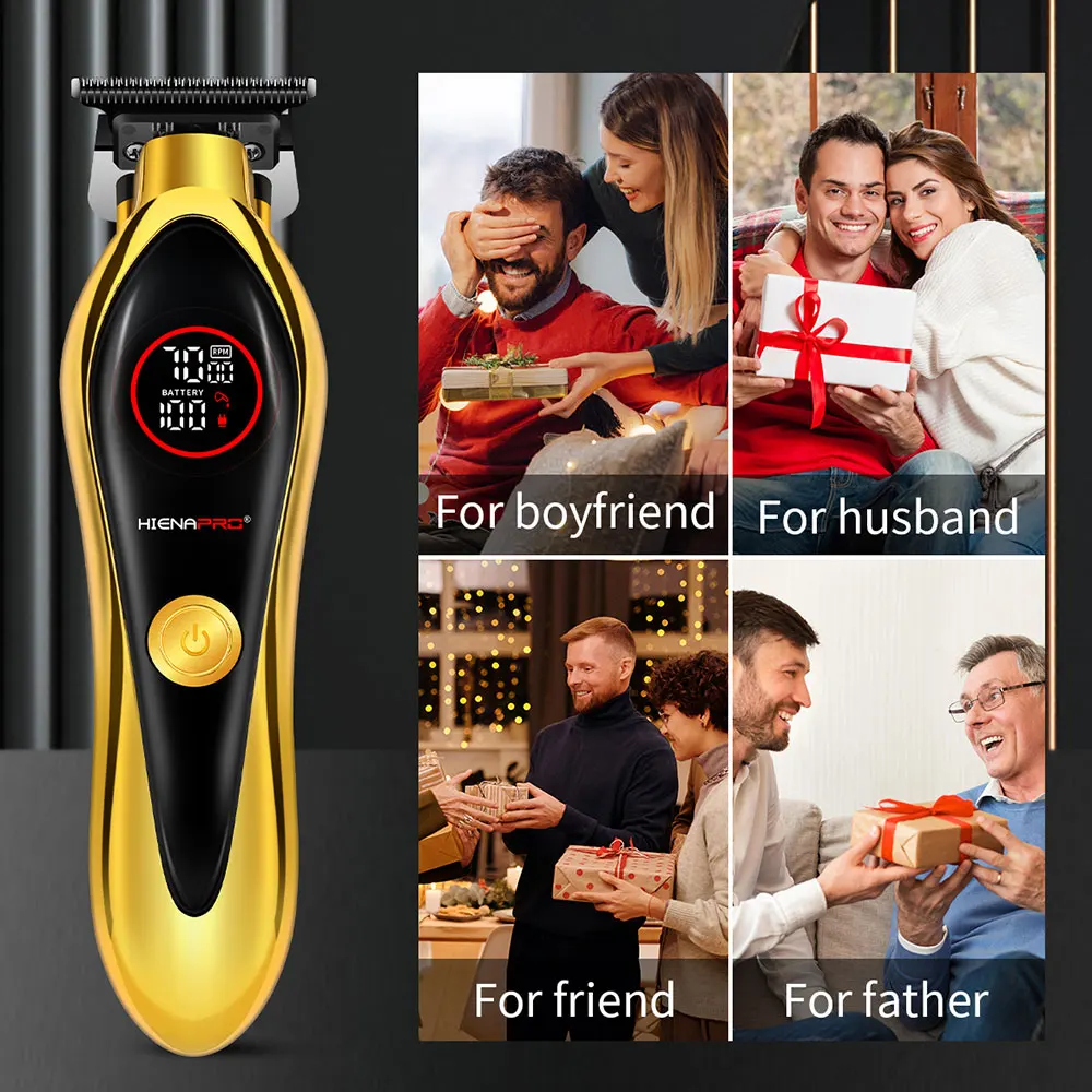 

Hair trimmer new for Men Zero Gapped DLC TBlade Oil Head LED Display Low Noise Cordless Professional Hair Clipper Finishing Mach