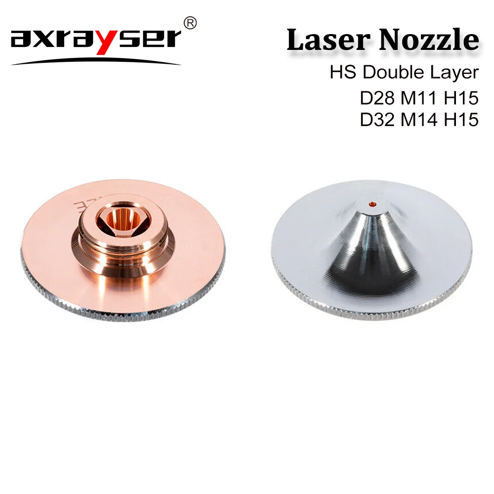 

High Speed Laser Nozzles D28 32mm M11 M14 Single Double Layer Chrome Plated for Raytools WSX HSG HANS Precitec Laser Head Parts