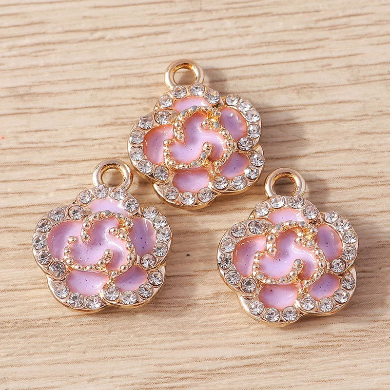 10 Stück 14x17mm Niedliche Kristallblumen-Anhänger für Schmuckherstellung, DIY Tropfenohrringe, Halsketten, Armbänder, Schmuckzubehör – Detail 4