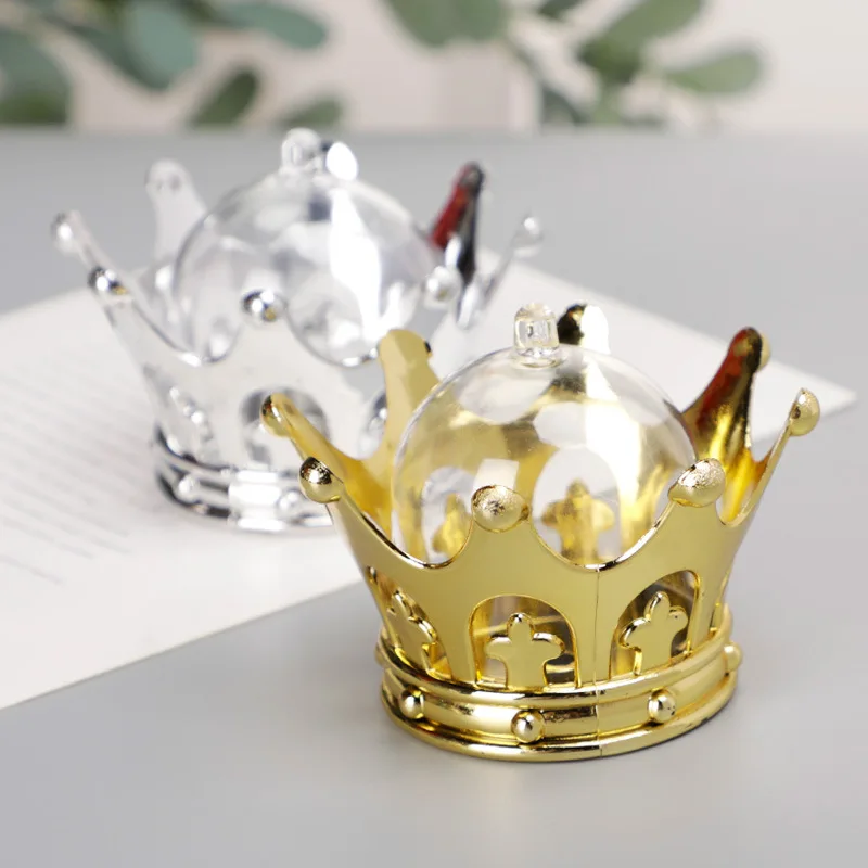 Hollow Crown Candy Box Baby Shower Wedding Party Decorative Gift Boxes Gold Silver Color Plastic Candy Chocolate Box