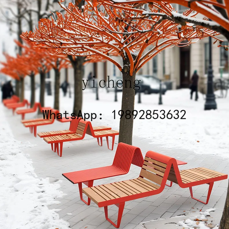 

X6 bench anti-corrosion wood solid wood furniture chair wrought iron courtyard community bench stool