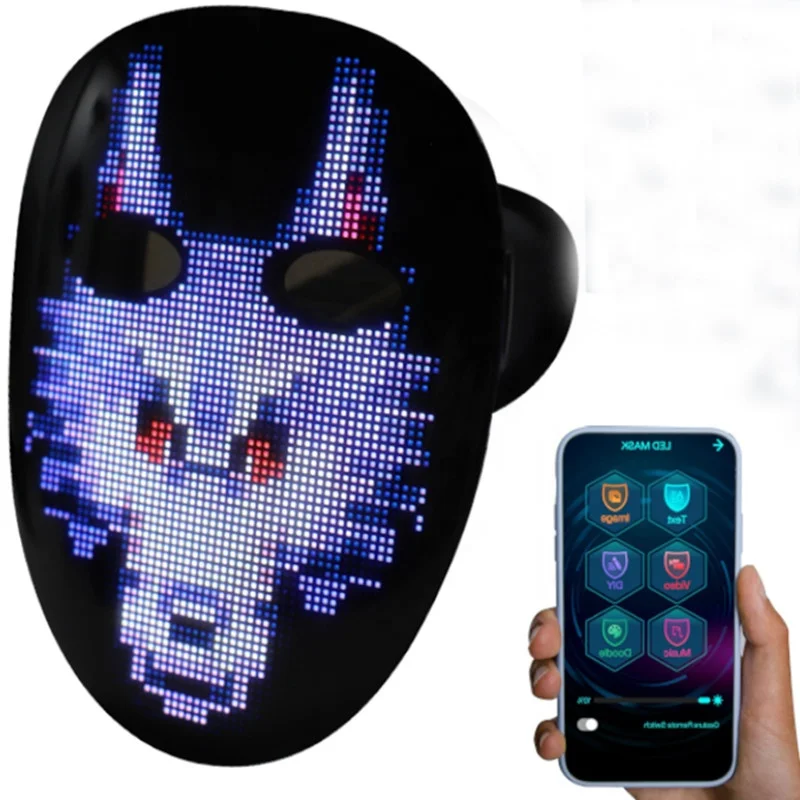 2024 APP LED Video Mask,bluetooth connect,Programmable for Halloween,Party,Festival