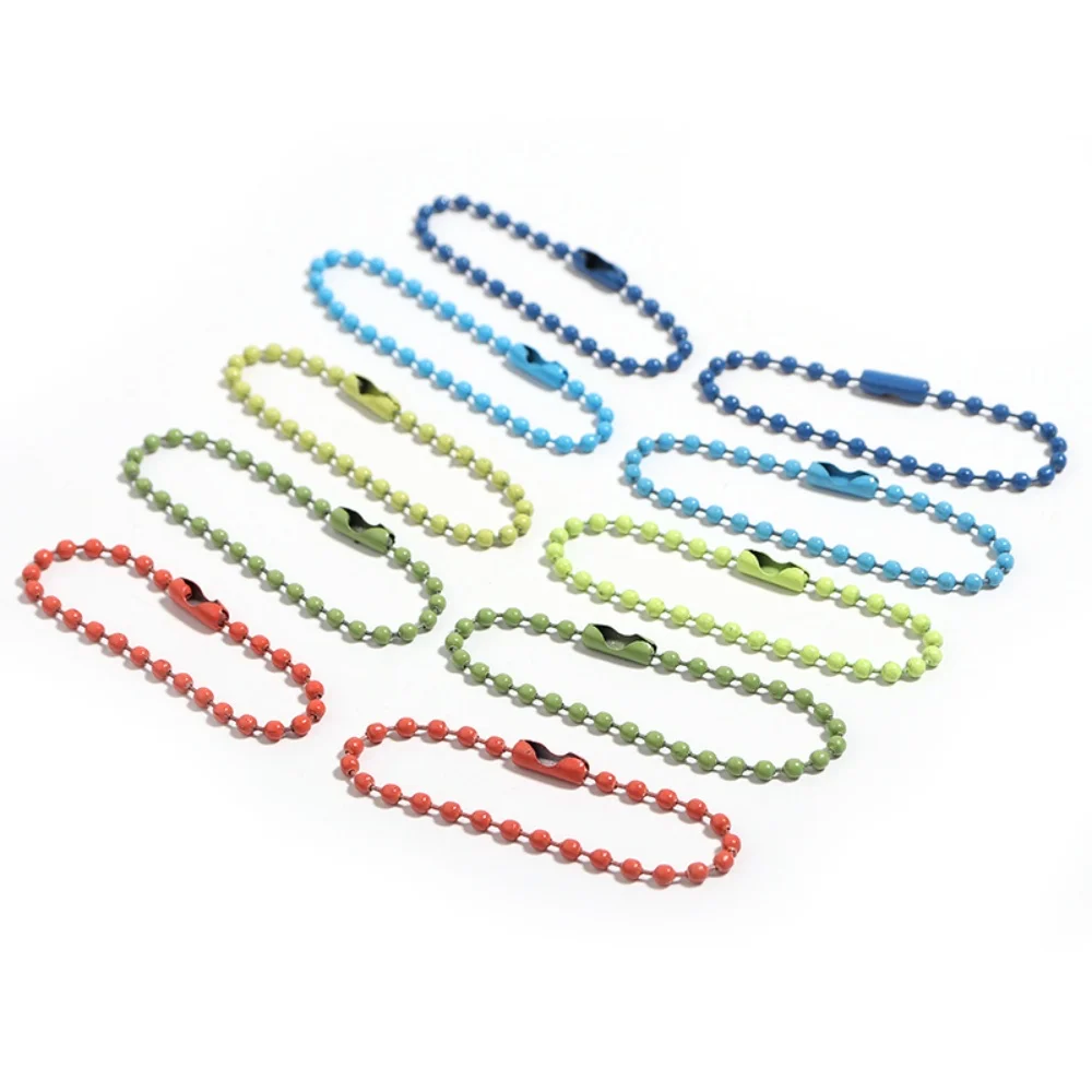 Lote de 100 Piezas de Cadenas de Bolas de Hierro Coloridas de 10/12 cm, para Llaveros, Muñecas, Etiquetas, Conectores, Fabricación de Joyería DIY