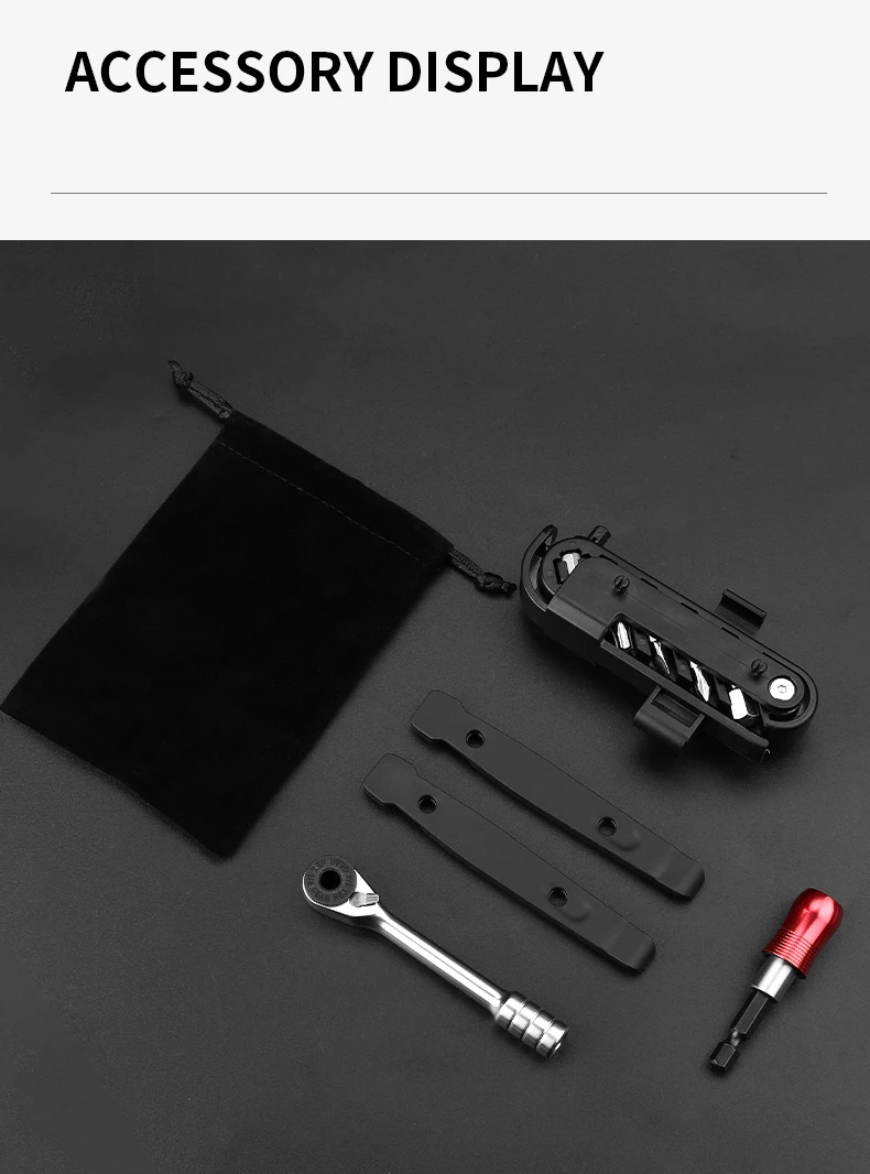 TOSUOD 1/4-Zoll Zwei-Wege-Ratschenschlüssel-Set, Mini-Ratsche & Schnellverbindungsstangen, Faltbares Fahrrad-Reparaturset, S2-Bits & Reifenheber – Detail 11