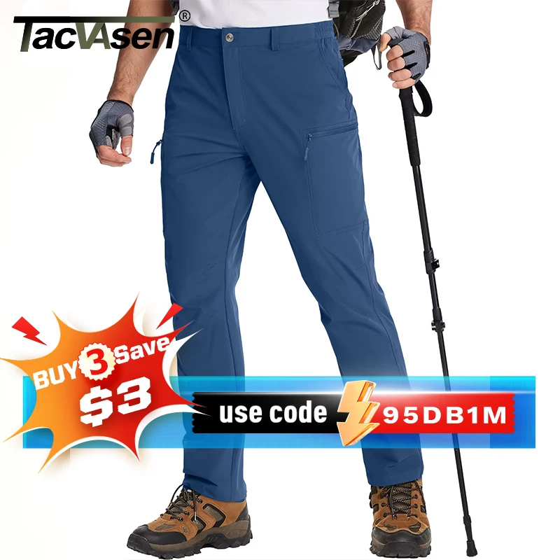 TACVASEN Lightweight Hiking Pants Mens Quick Dry Cargo Work Pants Nylon Waterproof Outdoor Trekking Fishing Pants Male Trousers