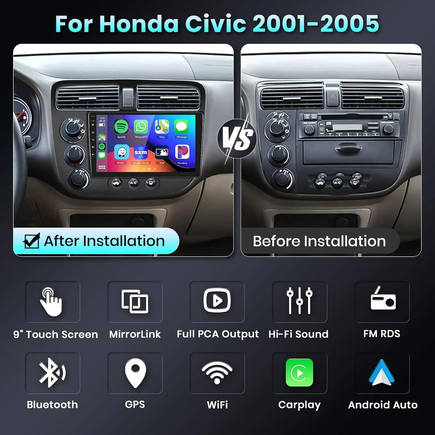 Leeocar For Honda Civic 2001-2005 Android Touch Screen Car Radio WiFi GPS Navigation Auto Carplay Multimedia Player Head Unit
