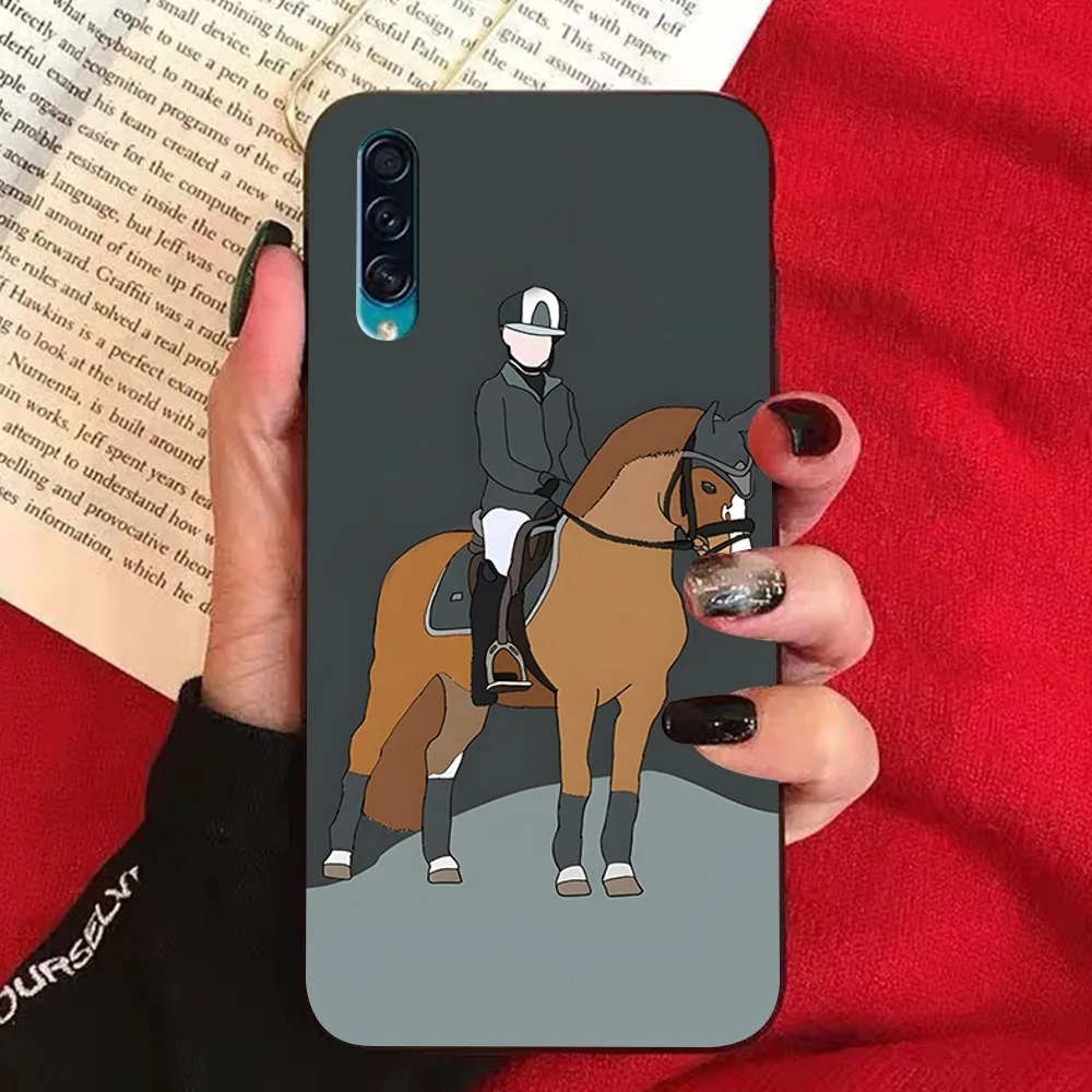 Animal Galloping Horse Girl Drawing Luxury Phone Case For Samsung A 11 12 13 20 21 22 30 31 32 40 51 52 53 70 71 72 73 91 Shell