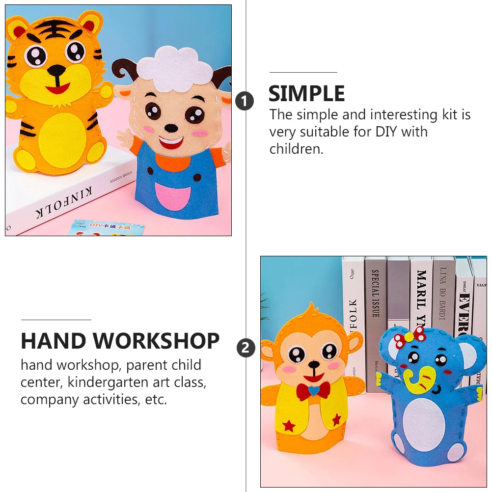 

5 Sets Creative Hand Puppet DIY Handmade Crafts for Kids Make Puppets Rabbit Animal Kit Cloth Making Material