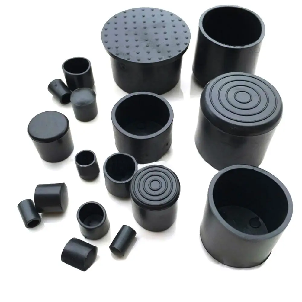 2/8 szt. Nakładka na rurę pcv 6mm-63mm czarna podnóżek do krzeseł uchwyt na końcu rury nakładki ochronne nakładka gumowa PVC