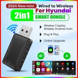 Bezprzewodowy adapter Carplay Android Auto WiFi Smart Dongle 2w1 do Hyundai SANTA FE TUCSON ELANTRA IONIQ 5 6 KONA VENUE NEXO