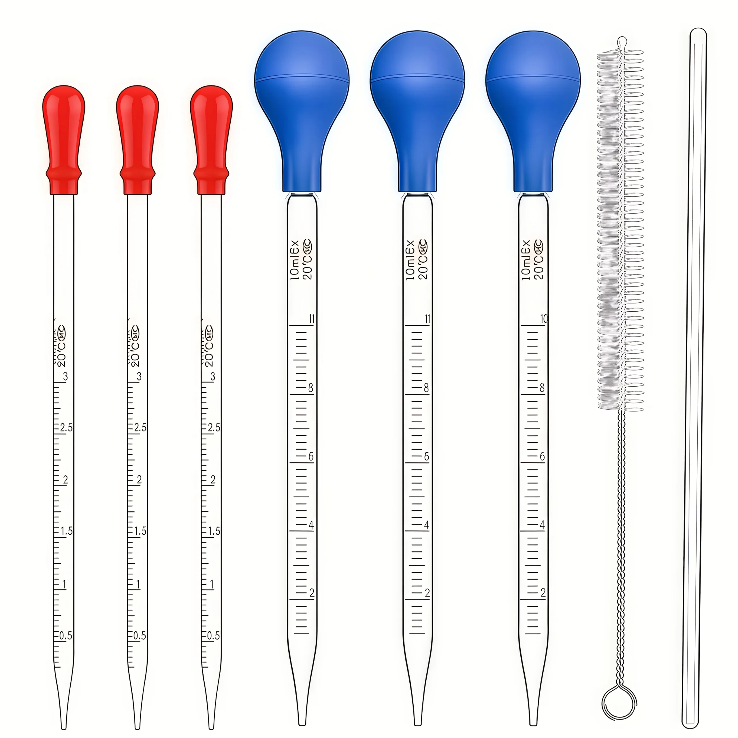 Glaspipette, Glastropfer 3ML/10ML mit Glasrührstab, Reinigungsbürste 2 Stück/4 Stück – Detail 12