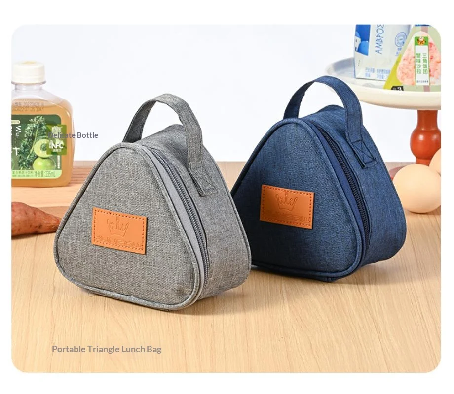 Mini Triangular Aluminum Foil Thermal Lunch Tote Portable Insulated Cooler Bag For Student Bento Lunch Box Carry Storage Handbag