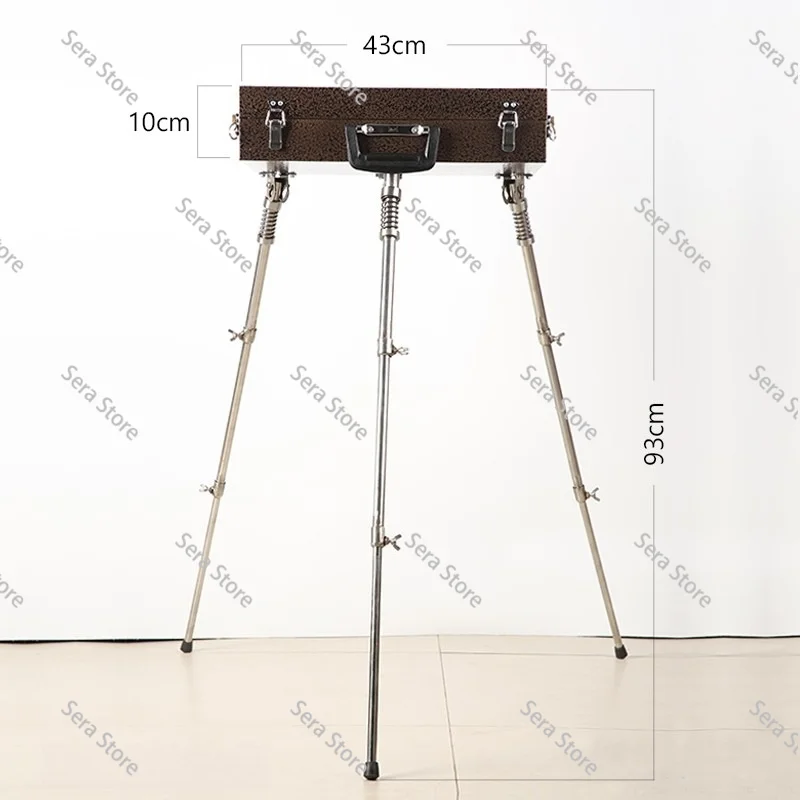 Oil Painting Box, Retro Style, Aluminum Alloy Bracket Type, Foldable, Portable Multi-functional Painting Box