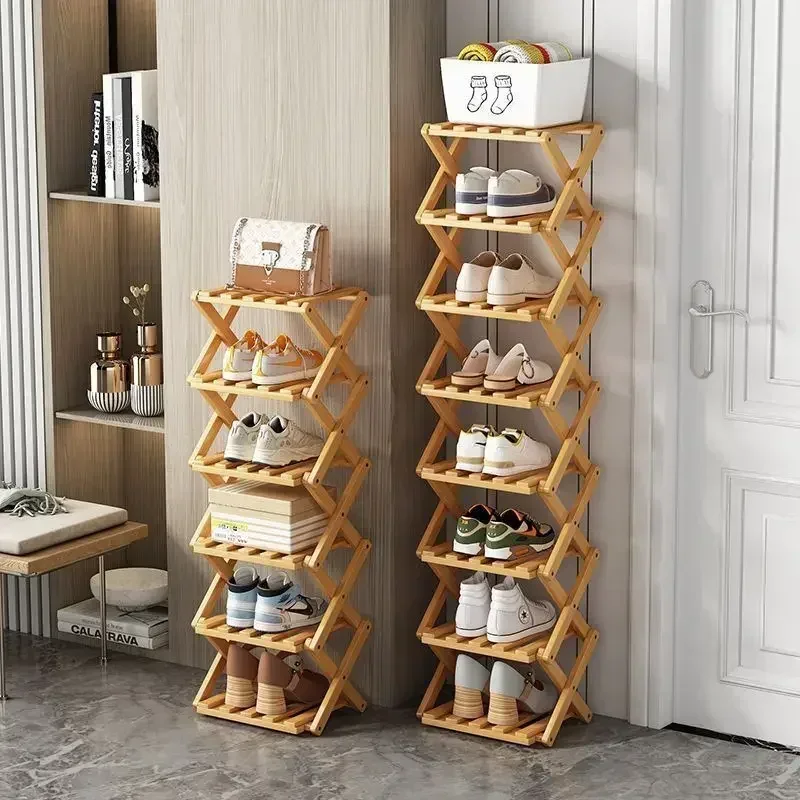 

High Quality Foldable Installation Free Multi Layer Storage Simple Logs Shoe Rack Stackable Shoes Shelf Cabinets Space Saving