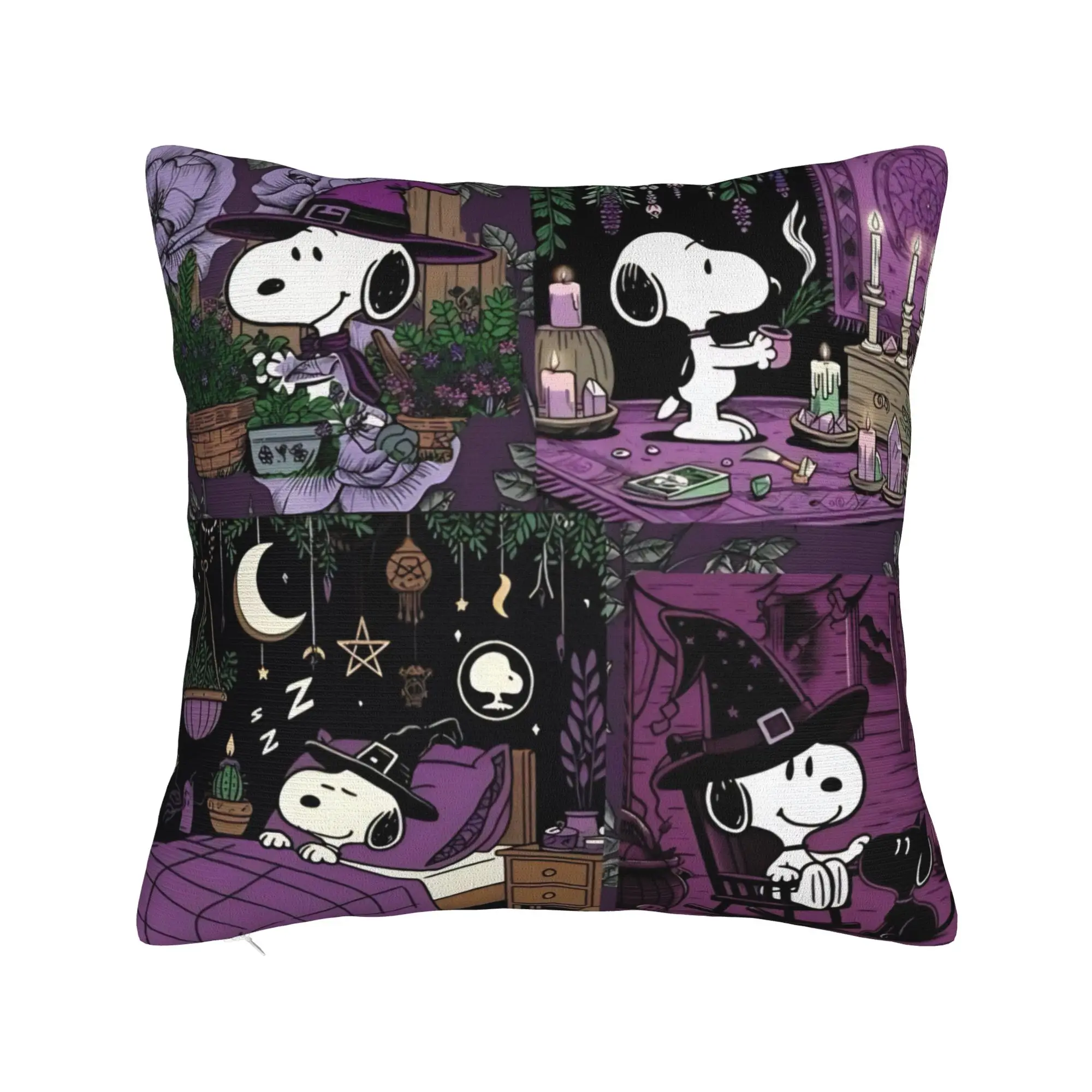 Halloween Snoopys Square Pillow Cases Witch Cushion Cover Novelty Polyester Decor Pillowcase for Seat 40x40cm