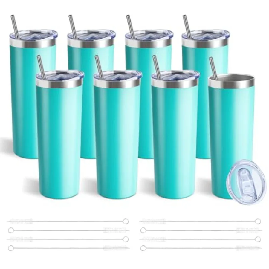 

Skinny Tumbler with Lid and Straw, Stainless Steel Vacuum Insulated Tumbler Cup Double Wall Leak-proof Coffee Mug, Travel Therm