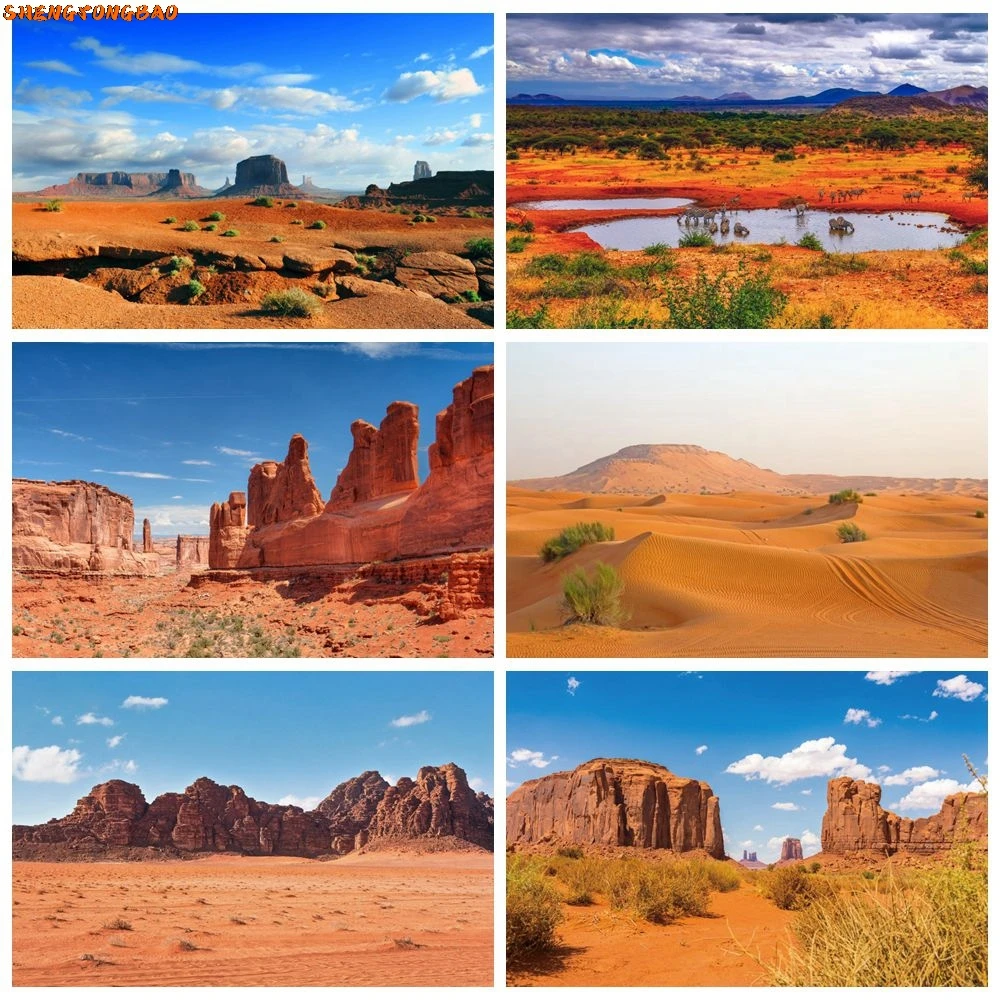 Western Desert Landscape Backdrop Nature Scenery Sand Oasis Gobi Birthday Party Travel Portrait Photography Background Decor