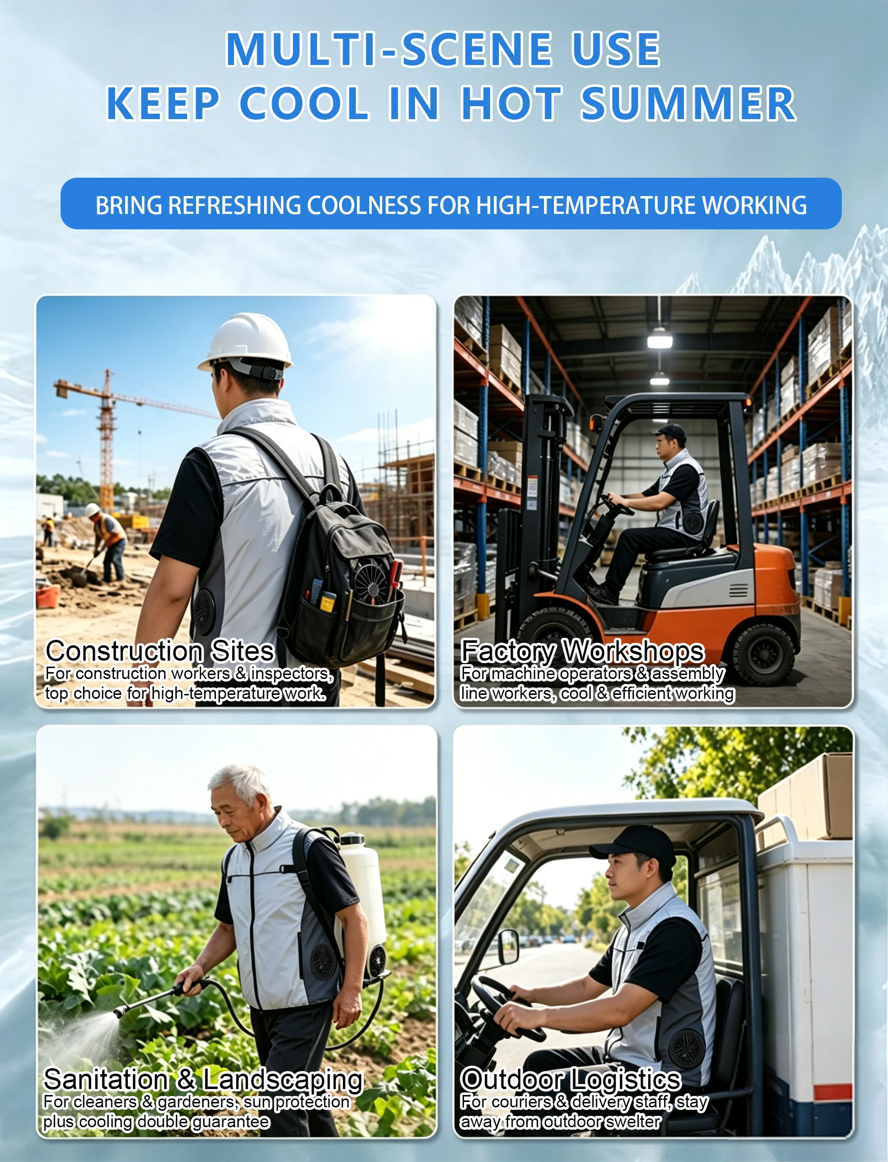 G-MACHT 6500 RPM 12V/5V USB 2/4 Fans Cooling Vest Air Conditioned Clothes Men Women Outdoor Work Fishing Body Cooling Jacket
