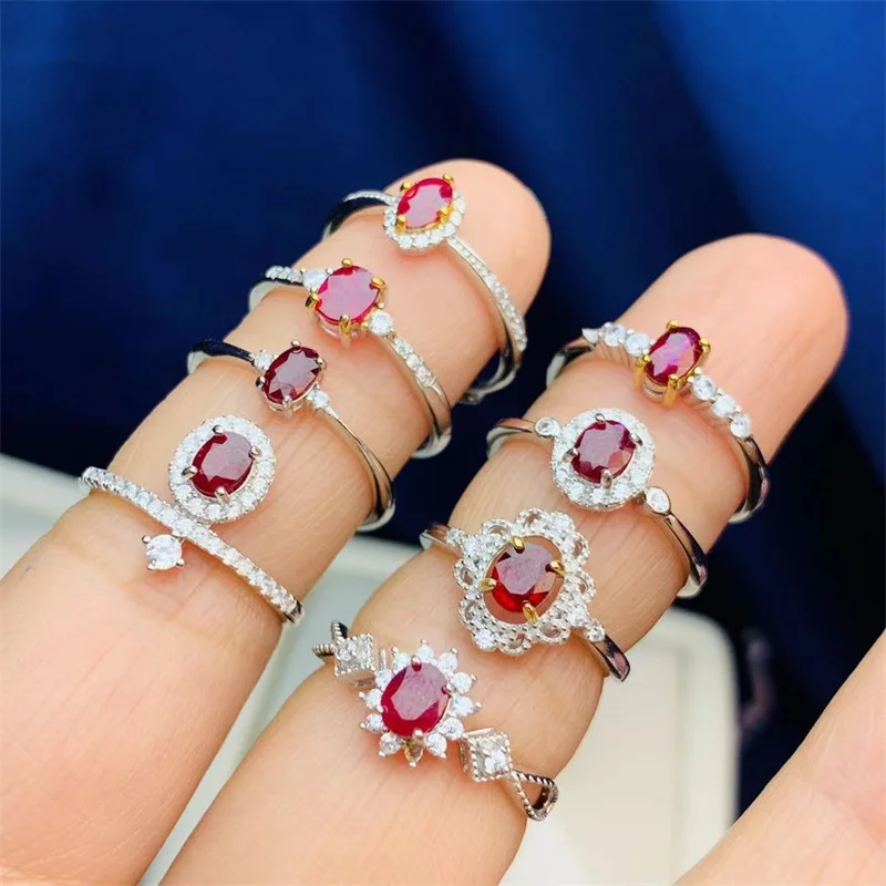 Authentic Natural Genuine Pigeon Blood Ruby Ring S925 Silver Women Gemstone Elegant  Fine Jewelry Gift  with Certificate