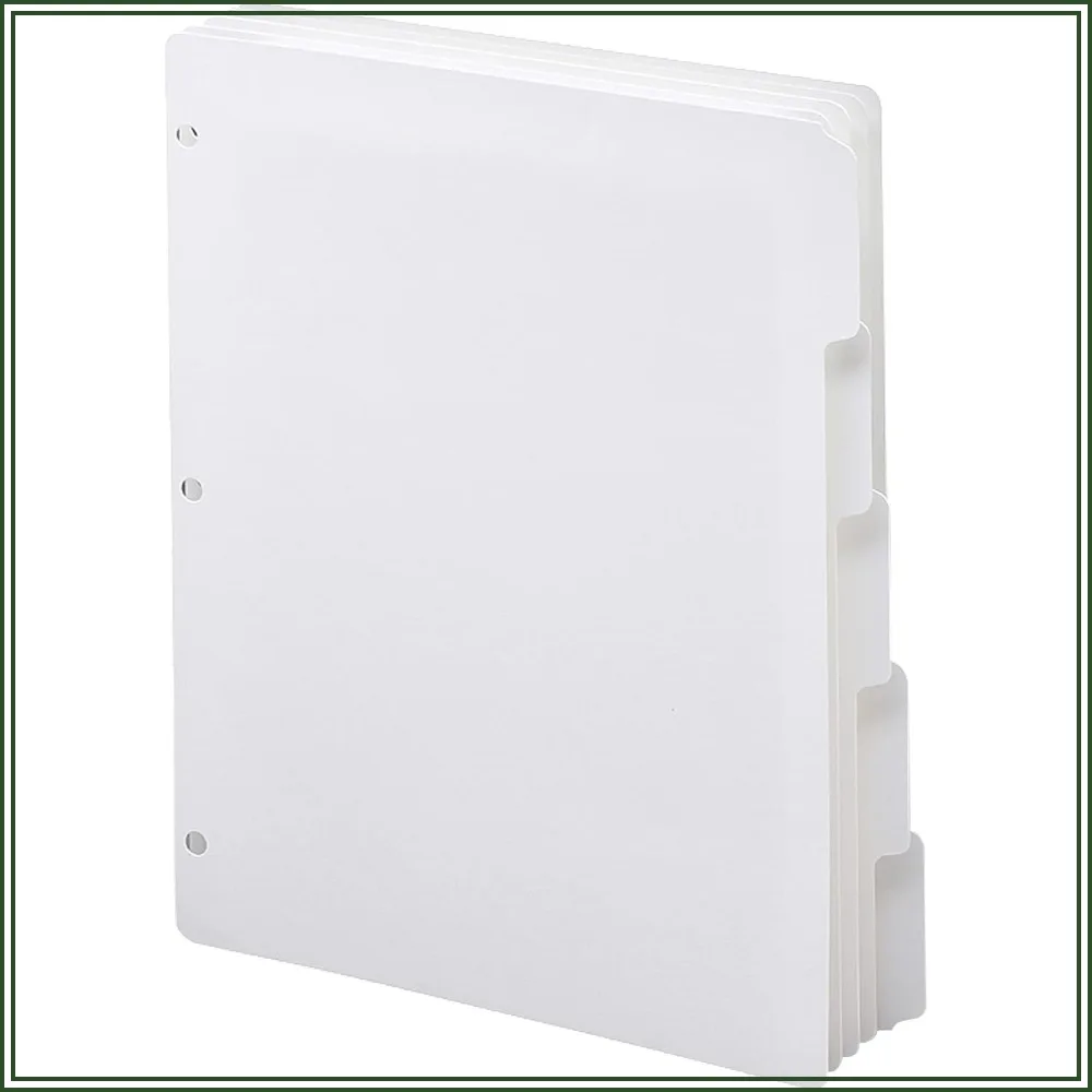 

5-Tab Three-Ring Binder Index Dividers, White, Pack of 5