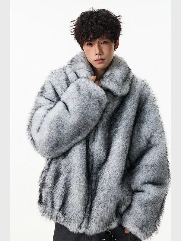 

Double-Sided Wear Fur Cotton Jaet Men's Winter Outerwear Trendy Loose High-End Sensation Mountain Eagle Warmth Cotton C...