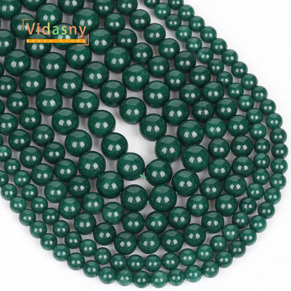 Natursteinperlen, grüne Chalcedon-Perlen für die Schmuckherstellung, runde lose Perlen, DIY-Zubehör, Armband, 6/8/10 mm, 15 Zoll – Detail 5