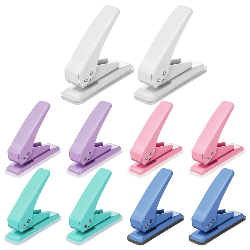AT44-10 Pcs Single Hole Punch With Lock 1 Hole Paper Hole Punch 20 Sheet Capacity Handheld Paper Puncher With Anti Skid Base, Du