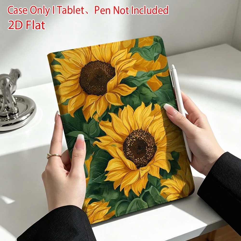 Artistic Sunflower Pattern For Lenovo Xiaoxin Pad Pro Tab P12 P11 11 13 11.2 inch K11 Plus Pen Tray Tablet Case Soft