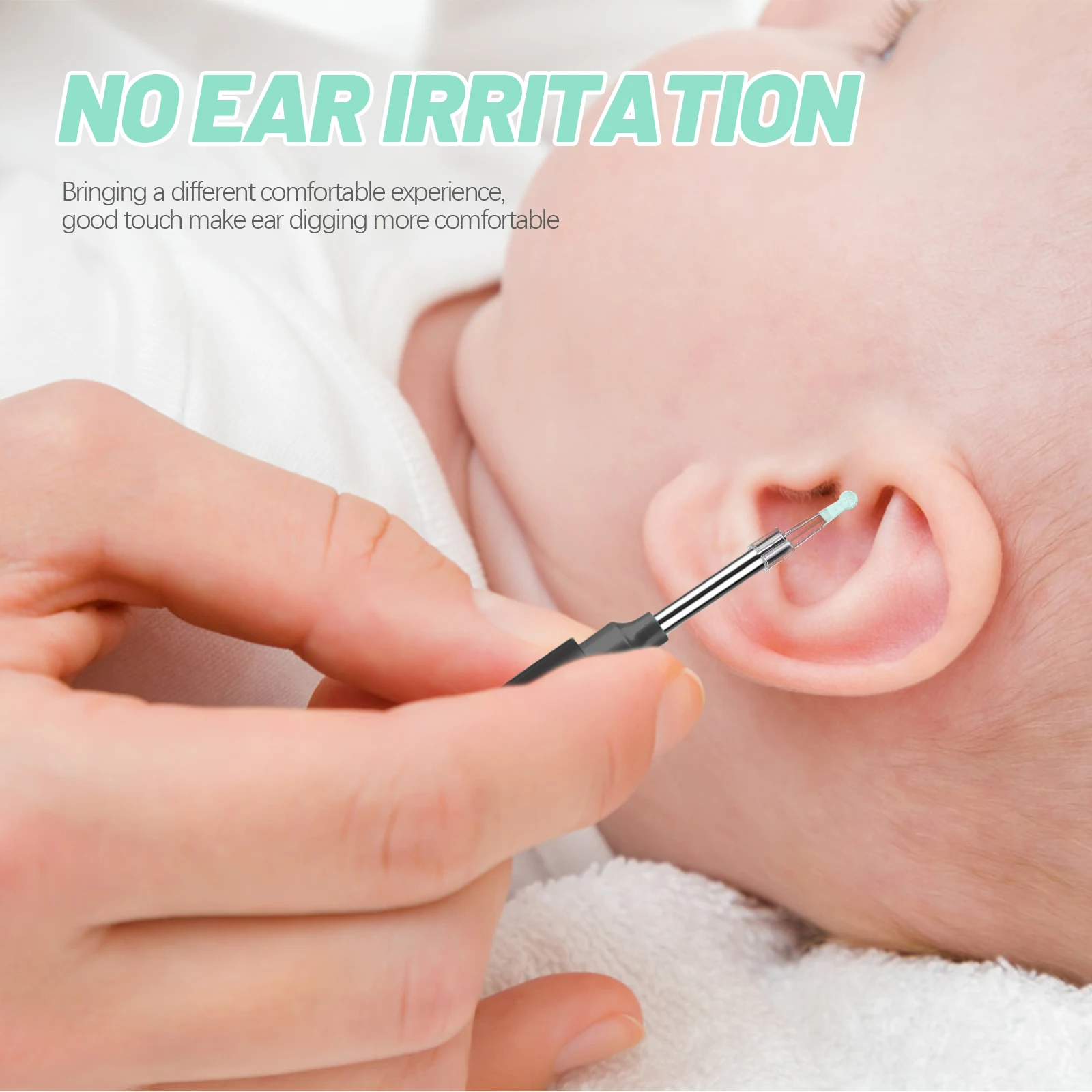 

6 шт., аксессуары для ушей, головка 3 0 мм, 3, 9 мм, видимые сменные насадки для удаления ушной серы, детский силиконовый удобный инструмент для чистки